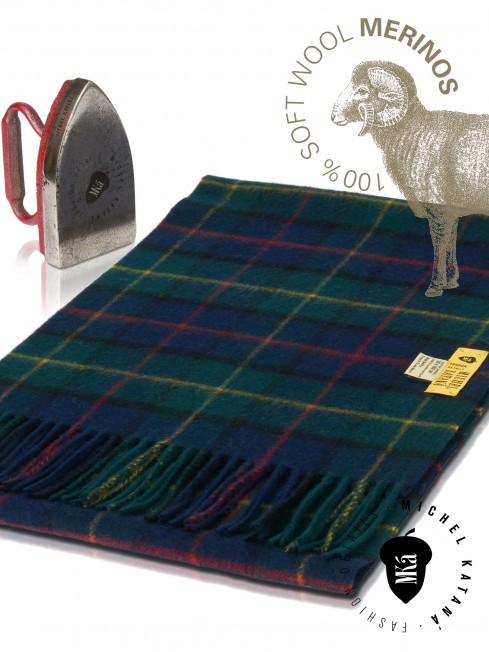 VERT-KILT-NATIVE, длиный ШАРФ из мягчайшей шерсти MERINOS из пряжи средней тяжести, коллекционная линия CONFRONTATION (Собственный Взгляд) F3-TQ.W220_VI-20-25/VERT